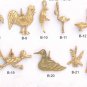 One Dozen Assorted Bird Charms Pendants Gold Or Rhodium