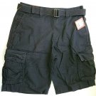 mossimo supply co. men's cargo relaxed black shorts with belt size 33