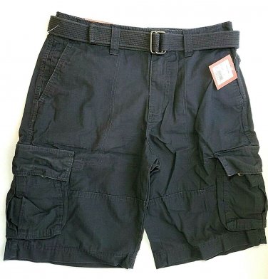 mossimo supply co. men's cargo relaxed black shorts with belt size 33