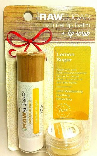 Raw Sugar Natural Lip Balm & Bonus Scrub Pack Lemon Sugar