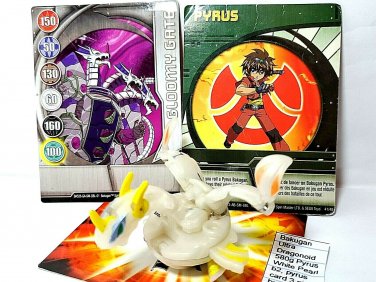 Bakugan Ultra Dragonoid 580g Pyrus White Pearl b2, pyrus card 3 piece bundle lot