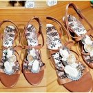 Gianni Bini Brown Leather Jeweled Thong Heeled Sandals Size: 8.5