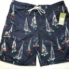 Goodfellow Men's Board Shorts Swim Trunks Lined Tie Waist Sail Boats 4 pockets