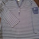 Chico's Women's Stripe half button Blue White blouse Size 1