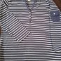 Chico's Women's Stripe half button Blue White blouse Size 1