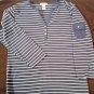 Chico's Women's Stripe half button Blue White blouse Size 1