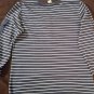 Chico's Women's Stripe half button Blue White blouse Size 1