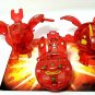 bakugan red pyrus translucent neo dragonoid 630g, fox bat 530g, duel elfin 540g