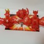 bakugan red pyrus translucent neo dragonoid 630g, fox bat 530g, duel elfin 540g