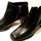 Franco Sarto Ankle Booties Heel Zip Black Leather Womens US 7.5M