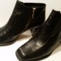 Franco Sarto Ankle Booties Heel Zip Black Leather Womens US 7.5M