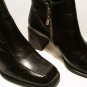 Franco Sarto Ankle Booties Heel Zip Black Leather Womens US 7.5M