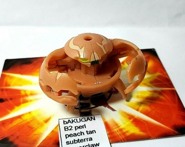 bakugan B2 terrorclaw 470g perl peach tan subterra  + two cards