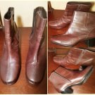 clarks artisan brown leather ankle boots zipper side womens shoes size 10 M