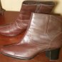 clarks artisan brown leather ankle boots zipper side womens shoes size 10 M