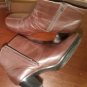 clarks artisan brown leather ankle boots zipper side womens shoes size 10 M