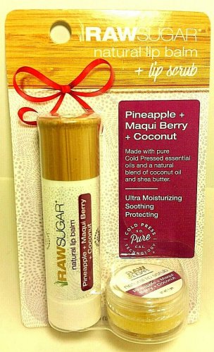 Raw Sugar Natural Lip Balm & Bonus Scrub Pineapple Maqui Berry + Coconut