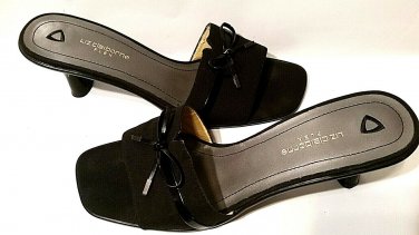 liz claiborne flex women's black shoes stretch open back, open toe 9 M