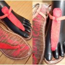 Sam Edelman Gigi Red Ankle Strap Leather Casual Flat Thong Sandals Size 7.5M