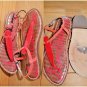 Sam Edelman Gigi Red Ankle Strap Leather Casual Flat Thong Sandals Size 7.5M