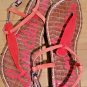Sam Edelman Gigi Red Ankle Strap Leather Casual Flat Thong Sandals Size 7.5M