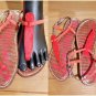 Sam Edelman Gigi Red Ankle Strap Leather Casual Flat Thong Sandals Size 7.5M