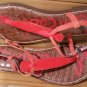 Sam Edelman Gigi Red Ankle Strap Leather Casual Flat Thong Sandals Size 7.5M