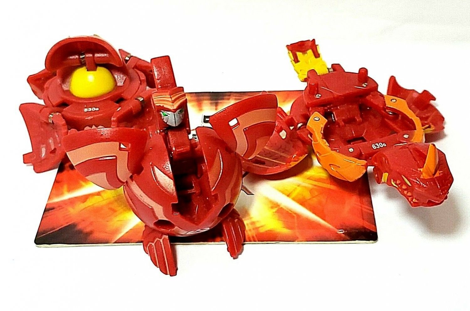 Bakugan Red Pyrus B2 lot of 3 avior 630g, frosch 530g, boost ingram 660g