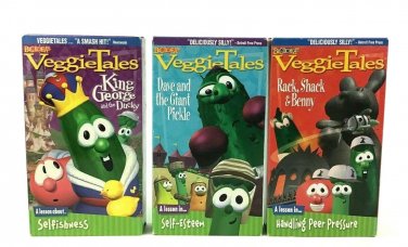 Veggie Tales Dave and The Giant Pickle King George and Ducky 3pc Lot VHS Tapes