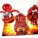 Bakugan Red Pyrus B2 lot of 3 klawgor 620g, hammer gorem 420g, duel elfin 640g