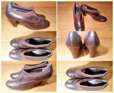 Sesto Meucci Pumps Brown Leather Heels Elastic Slip On Shoes Womens Size 6.5 N