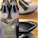 SESTO MEUCCI gray / Black suede Kilted Tasseled Flats Shoes Women's US 6.5 M