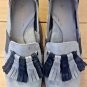 SESTO MEUCCI gray / Black suede Kilted Tasseled Flats Shoes Women's US 6.5 M