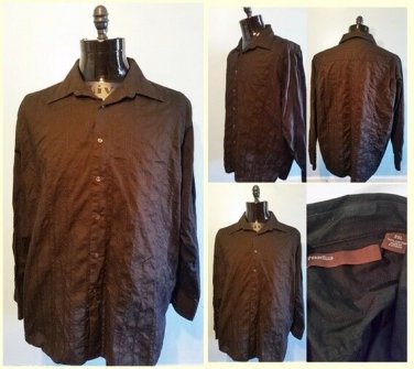 PERRY ELLIS Black button Front long sleeve Casual dress SHIRT XXL