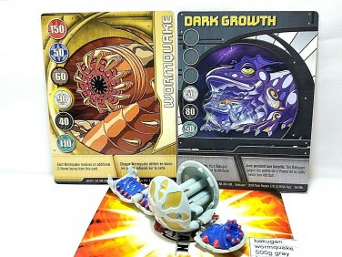 bakugan wormquake 500g gray haos B2 & wormquake card 3 piece bundle lot