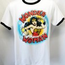 Wonder Woman DC Comics Men's Air Brush Graphic Ringer T-Shirt