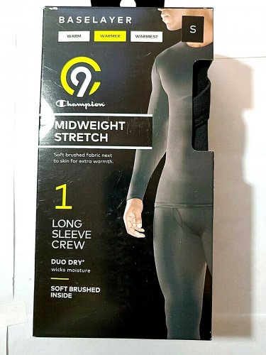 C9 Champion Midweight Stretch Long Sleeve Crew Baselayer Warmer Black Size S