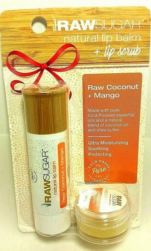 Raw Sugar Natural Lip Balm & Bonus Scrub Raw Coconut + Mango