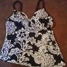 Jamaica Bay Woman Black / White Spaghetti Strap Top Flower Design size 14