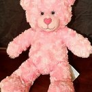 Build A Bear Workshop Pink Fluffy Plush Bear Stuffed Animal 18" Blue Eyes Soft
