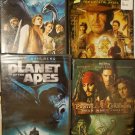 Lot Of 4 DVDs ADVENTURE Movies!  Planet of the Apes, Indiana Jones, Oregon lot