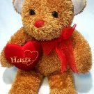 Dan Dee brown sweetheart teddy bear hugs plush 12" stuffed animal bow and heart