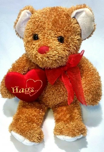 Dan Dee brown sweetheart teddy bear hugs plush 12" stuffed animal bow and heart