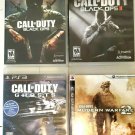 PS3 Lot 4 Games Call Of Duty Black Ops, Black Ops 2, Ghosts, Modern Warfare 2