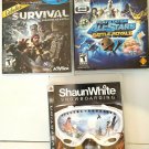 PS3 Game LOT, cabela's survival Shaun White Snowboarding, playstation all stars