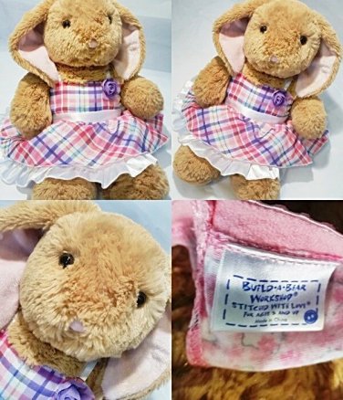 Build A Bear Plush Stuffed Bunny Rabbit and outfit Cute Animal Tan Pink Toy 16"