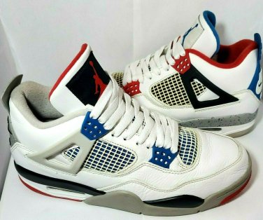 Nike Air Jordan Retro 4 IV What The Fire Red Cement Grey Blue CI1184-146 Size 8