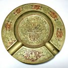 Antique Etched Floral Design Brass Round Ashtray 1930s by Sarna India m. 158