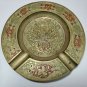 Antique Etched Floral Design Brass Round Ashtray 1930s by Sarna India m. 158