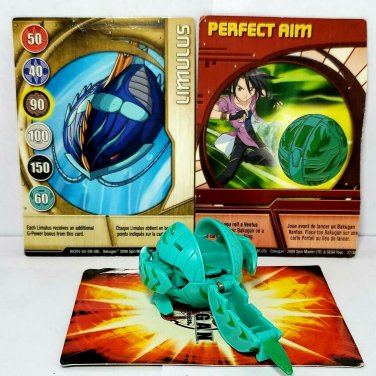 BAKUGAN LIMULUS Green Ventus 370G B2 BakuPearl & limulus metal card 3 piece lot
